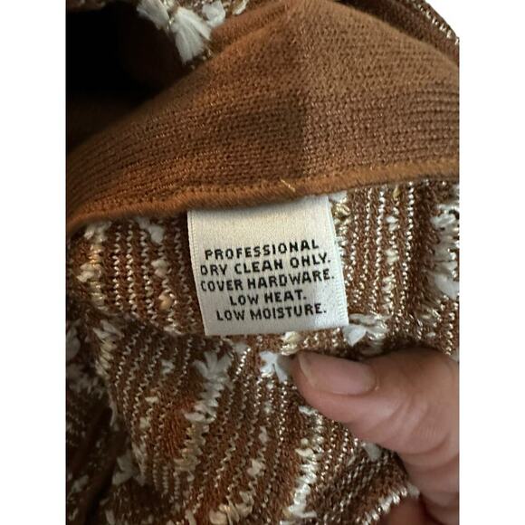 St. John Collection Women's Brown White Tweed Knit Zip Up Sweater Jacket Size 10 - Picture 5 of 7